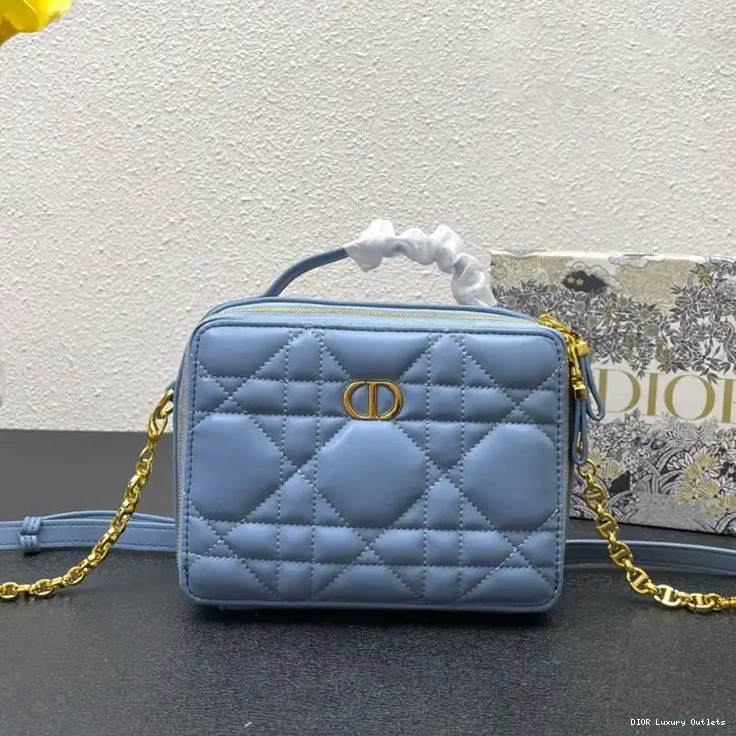 Cheap with Bag Sky Caro Calfskin Blue Dior Chain Box Cannage 0703 Luxury
